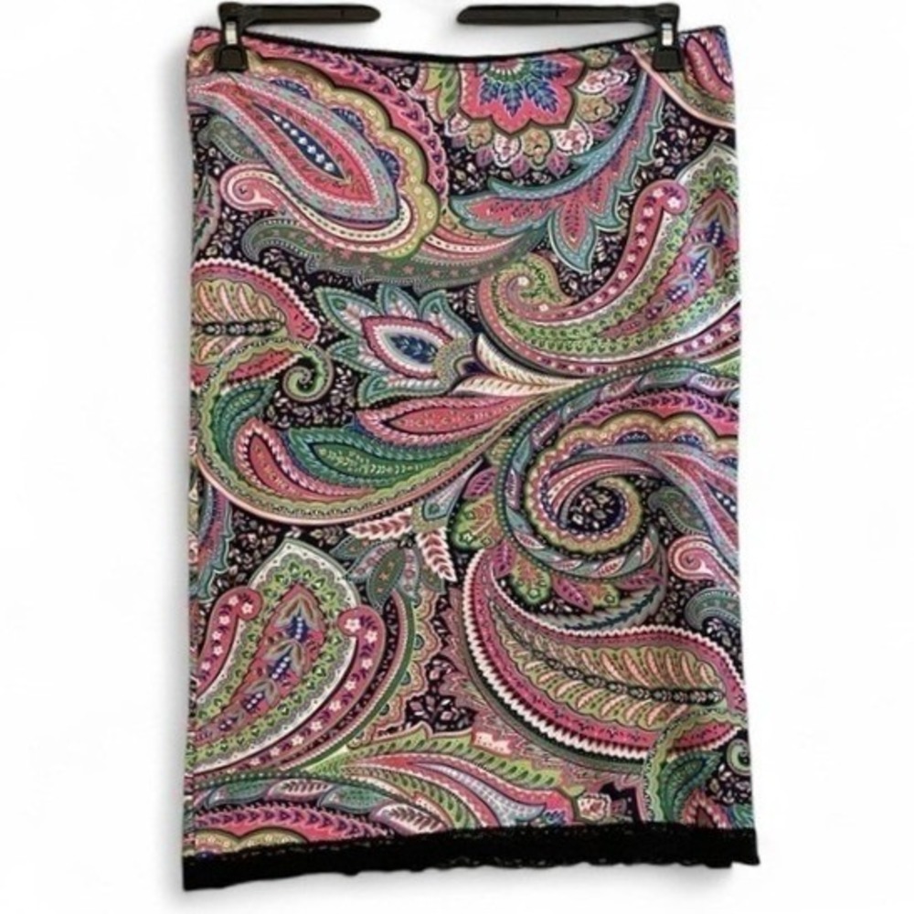 Xhilaration Paisley Pencil Skirt‎ Medium Pink, Green, Black